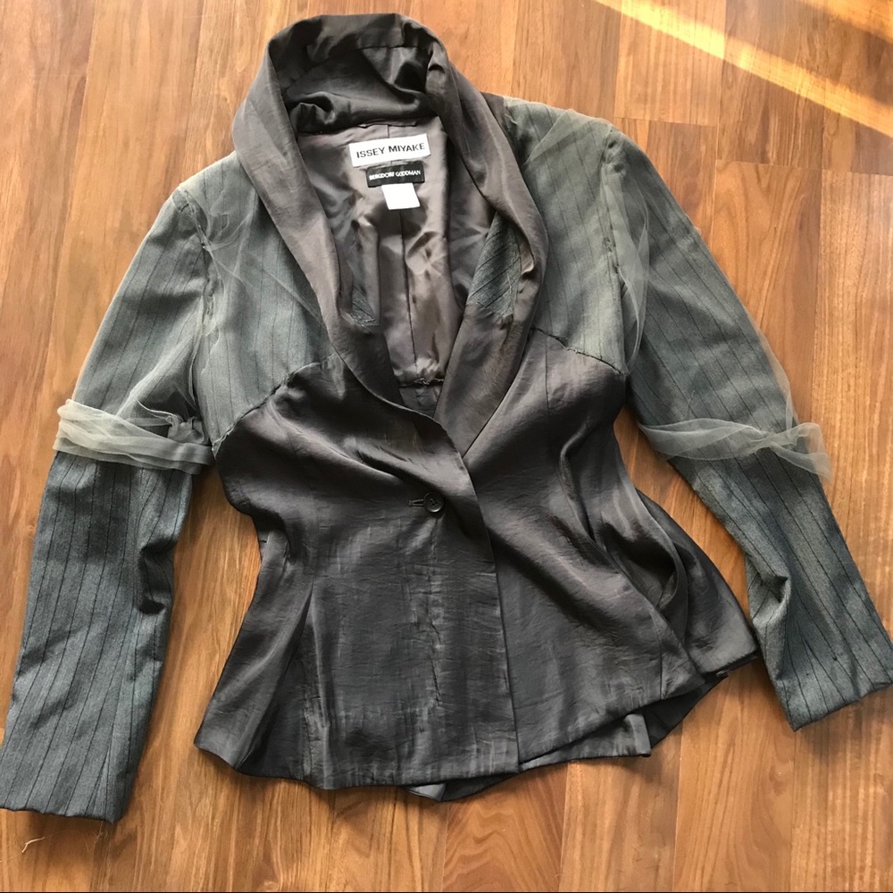 Issey Miyake pinstripe & tulle blazer (Size 3)